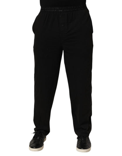 Emporio Armani – Schwarze Hose aus Baumwollmischung mit Logobund
