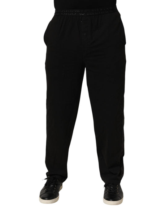 Emporio Armani – Schwarze Hose aus Baumwollmischung mit Logobund