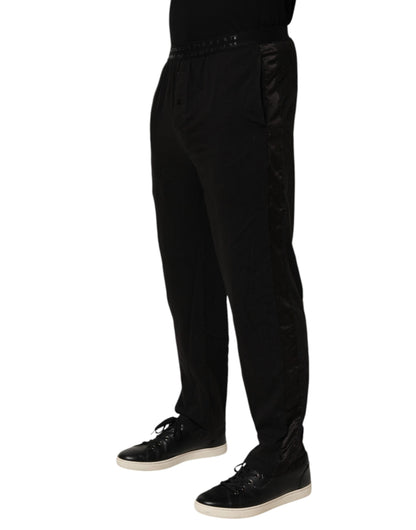 Emporio Armani – Schwarze Hose aus Baumwollmischung mit Logobund