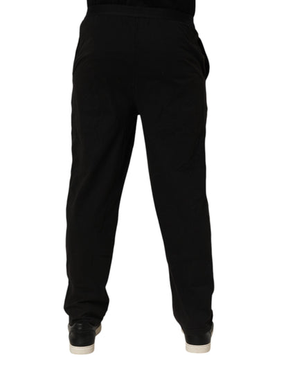 Emporio Armani – Schwarze Hose aus Baumwollmischung mit Logobund