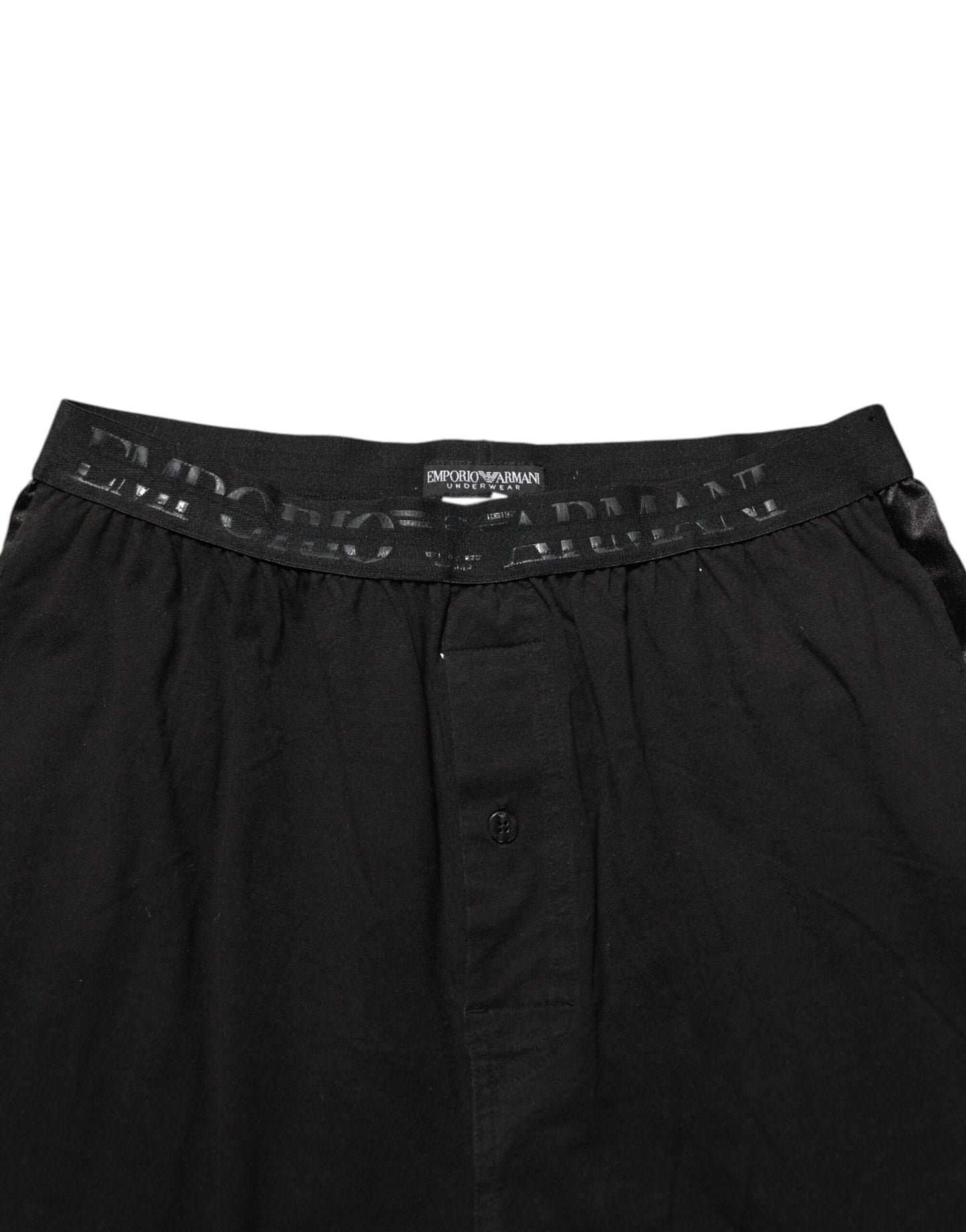 Emporio Armani – Schwarze Hose aus Baumwollmischung mit Logobund