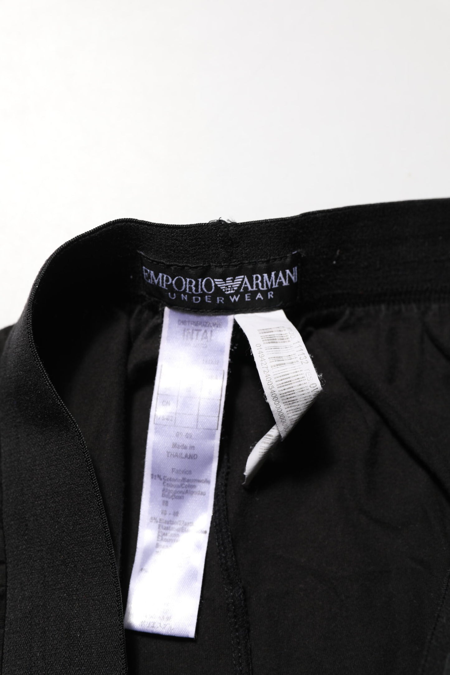 Emporio Armani – Schwarze Hose aus Baumwollmischung mit Logobund