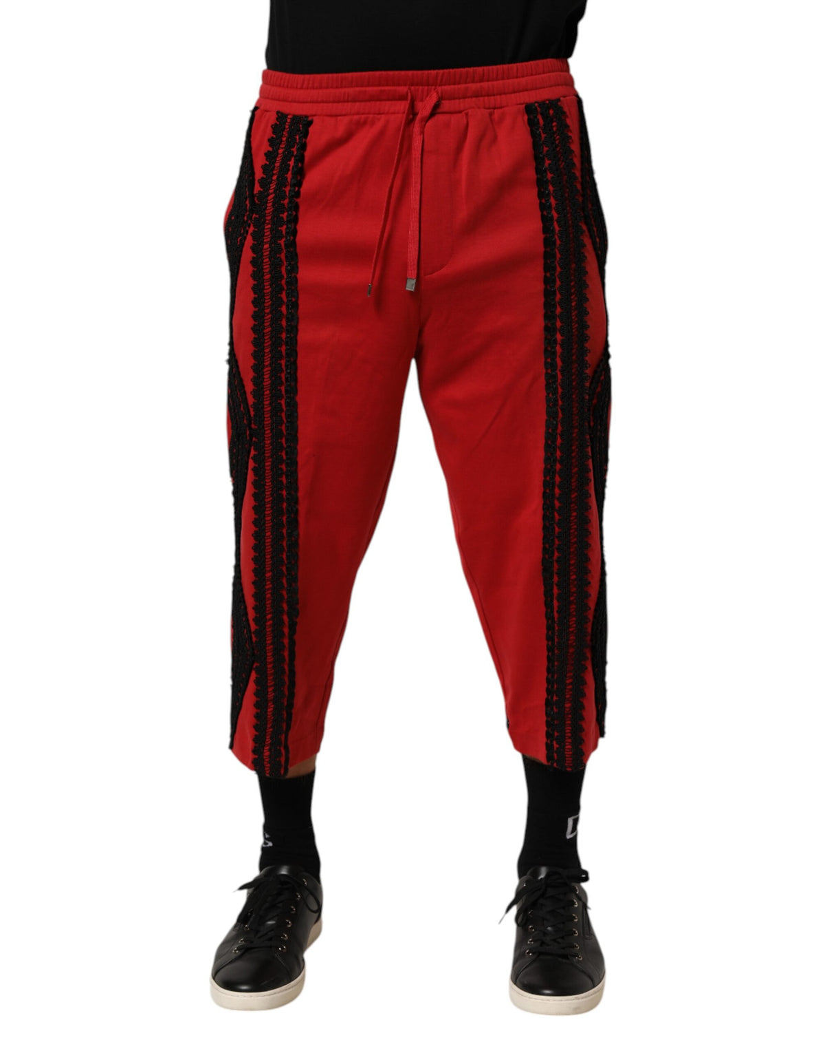 Dolce &amp; Gabbana – Rote, bestickte, lässige, kurze Hose