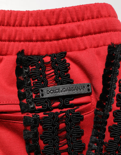 Dolce &amp; Gabbana – Rote, bestickte, lässige, kurze Hose