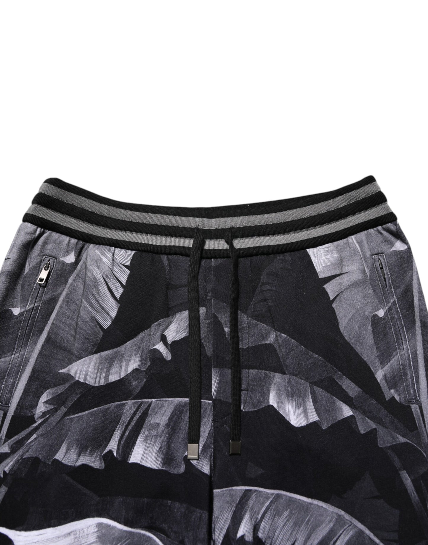Dolce &amp; Gabbana – Jogginghose aus Baumwolle mit Bananenblatt-Print in Schwarz