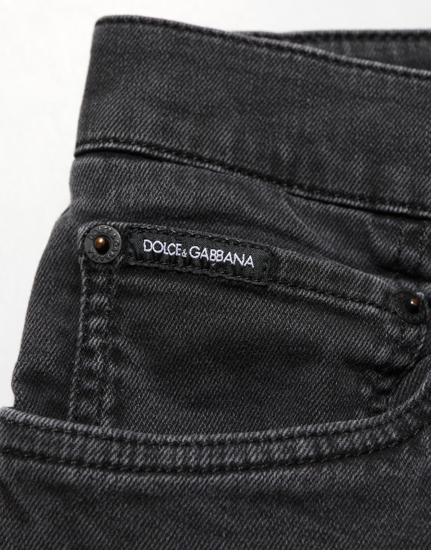 Dolce &amp; Gabbana Dunkelgraue Jeanshose aus Baumwollstretch