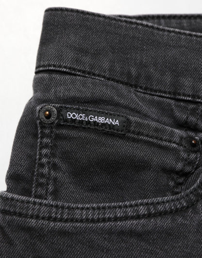 Dolce &amp; Gabbana Dunkelgraue Jeanshose aus Baumwollstretch
