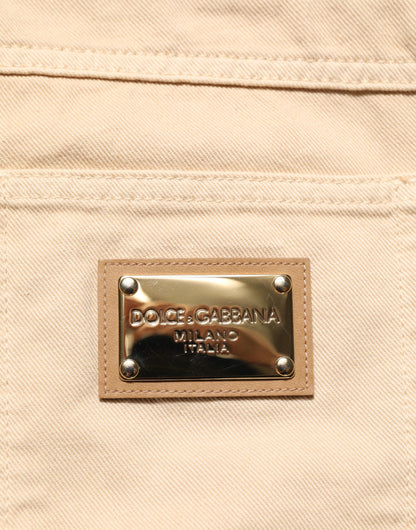 Dolce &amp; Gabbana Beige Skinny Regular Herren Jeans aus Baumwolle
