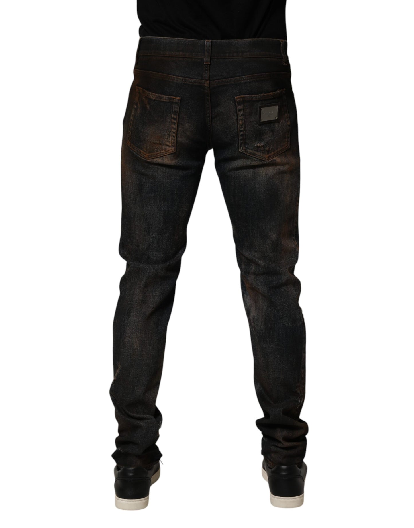 Dolce &amp; Gabbana Schwarze Skinny-Jeans aus zerfetzter Baumwolle für Herren