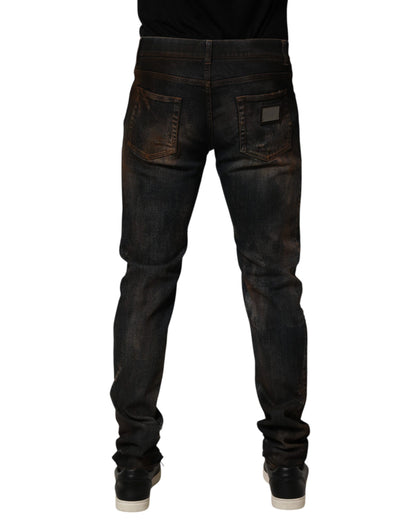 Dolce &amp; Gabbana Schwarze Skinny-Jeans aus zerfetzter Baumwolle für Herren