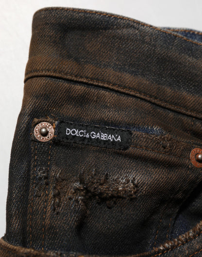 Dolce &amp; Gabbana Schwarze Skinny-Jeans aus zerfetzter Baumwolle für Herren