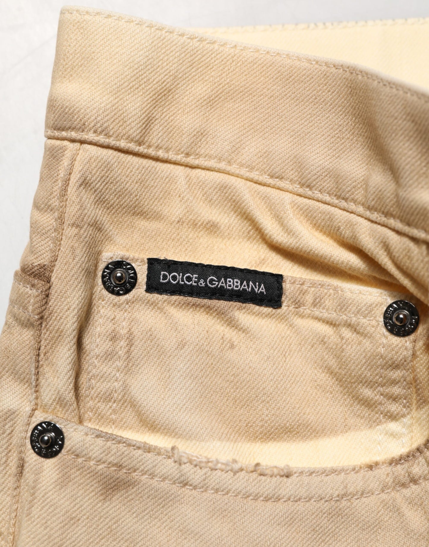 Dolce &amp; Gabbana Beige Baumwolle Lose Zerfetzte Herren Jeans