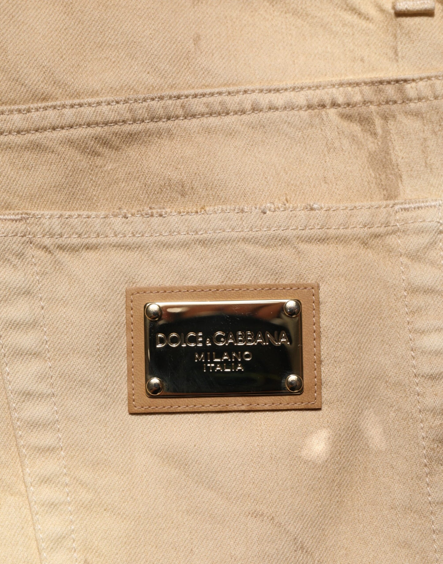 Dolce &amp; Gabbana Beige Baumwolle Lose Zerfetzte Herren Jeans
