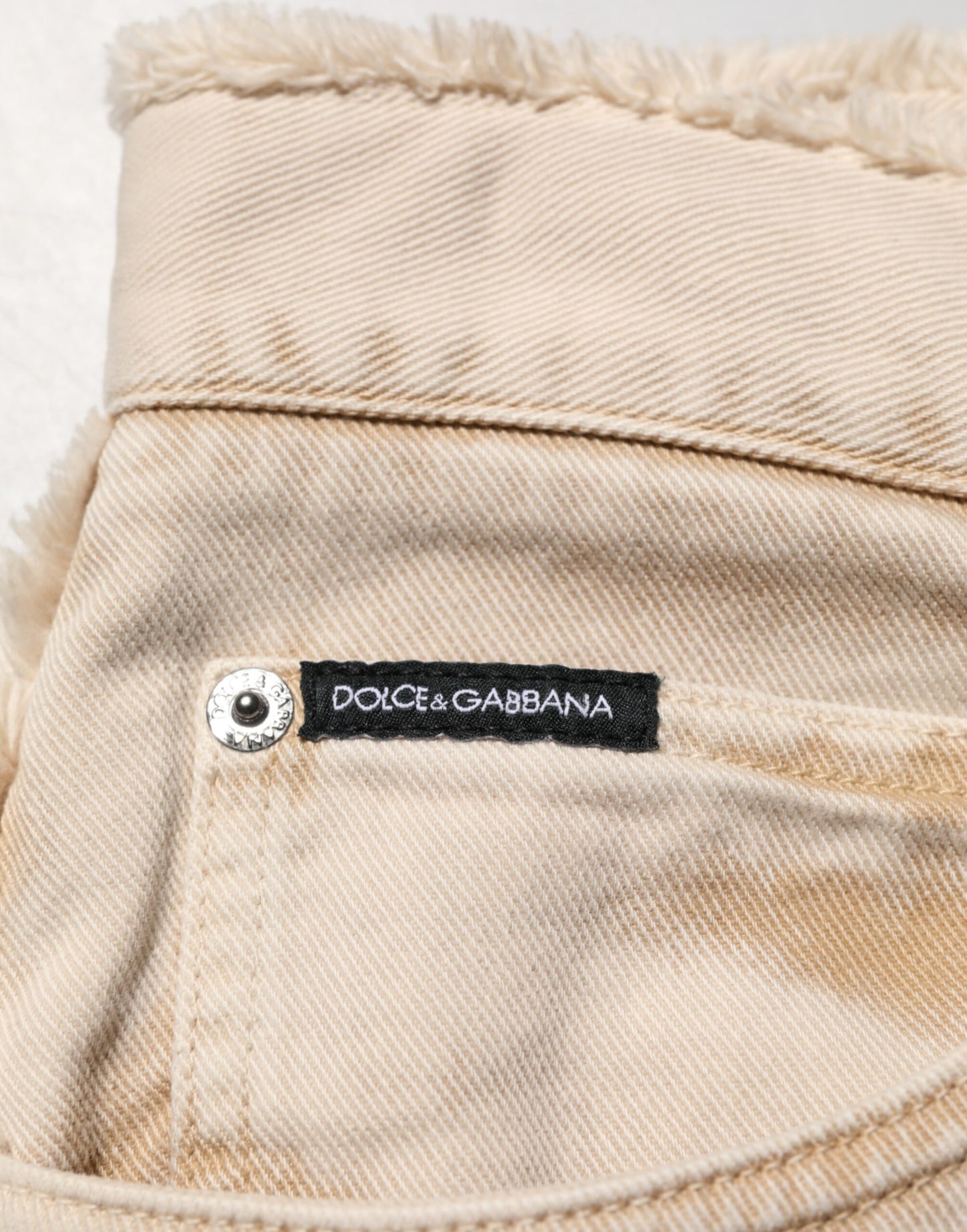 Dolce &amp; Gabbana – Gerade geschnittene Jeanshose aus Baumwolle in Beige