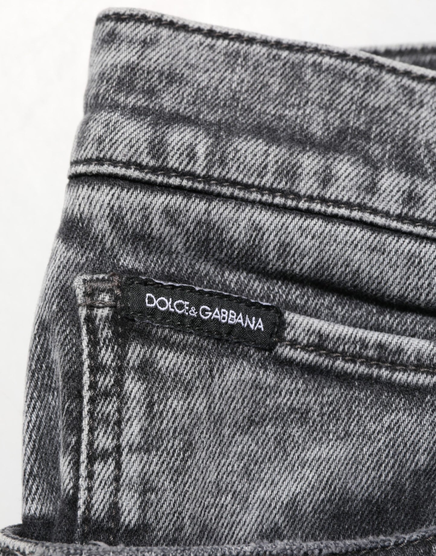 Dolce & Gabbana Gray Cotton Slim Fit Denim Trouser Jeans