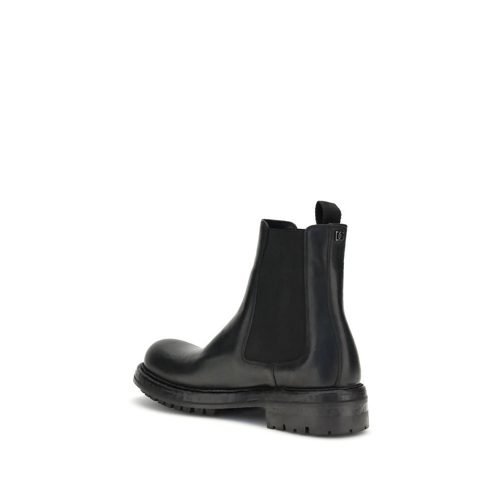 Dolce &amp; Gabbana Chelsea Boots aus schwarzem Kalbsleder (Bos Taurus)