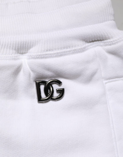 Dolce &amp; Gabbana – Weiße, zerrissene Bermuda-Jogginghose aus Baumwolle