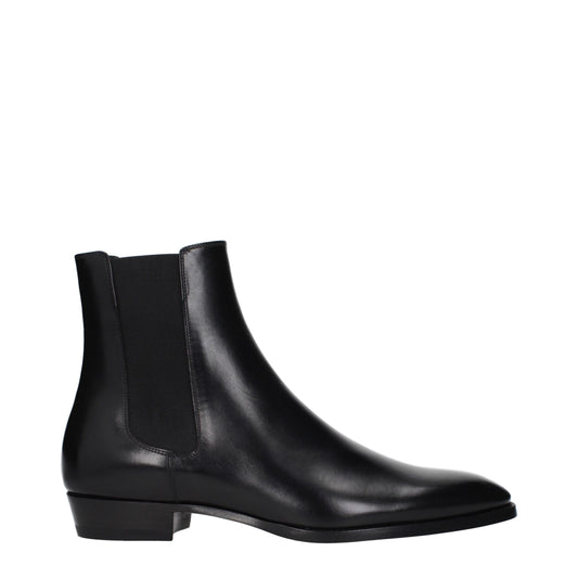 Schwarze Lederstiefeletten von Celine