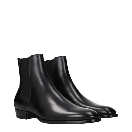 Schwarze Lederstiefeletten von Celine