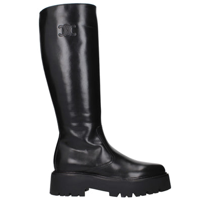Schwarze Lederstiefeletten von Celine
