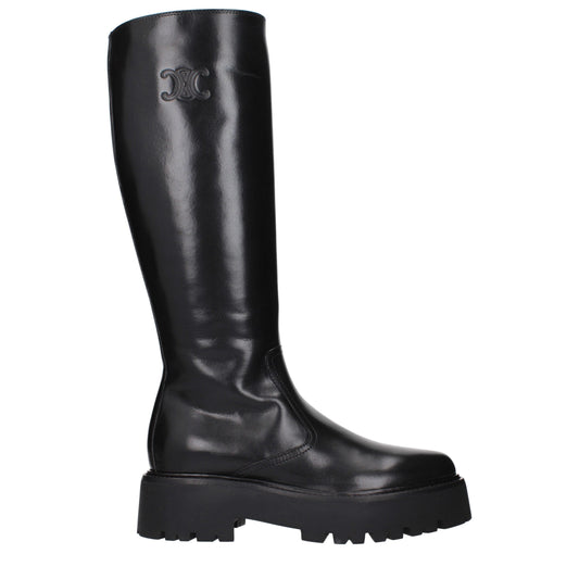 Schwarze Lederstiefeletten von Celine