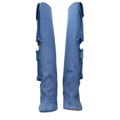 The Attico Hellblaue Stoffstiefel