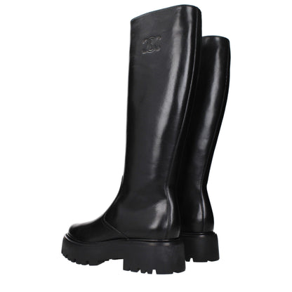 Schwarze Lederstiefeletten von Celine