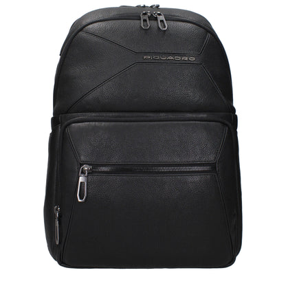Piquadro Black Leather Backpack