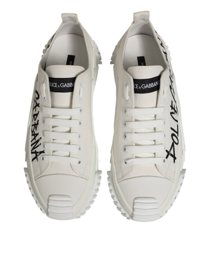 Dolce &amp; Gabbana – Weiße NS1-Sneaker aus Baumwolle mit niedrigem Schaft