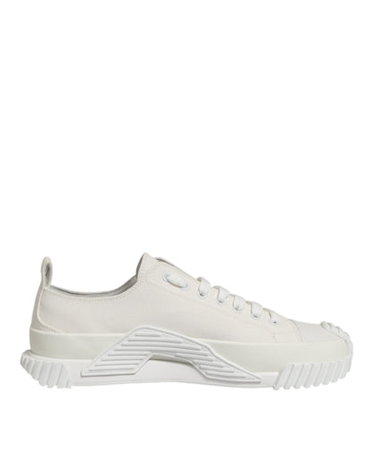 Dolce &amp; Gabbana – Weiße NS1-Sneaker aus Baumwolle mit niedrigem Schaft