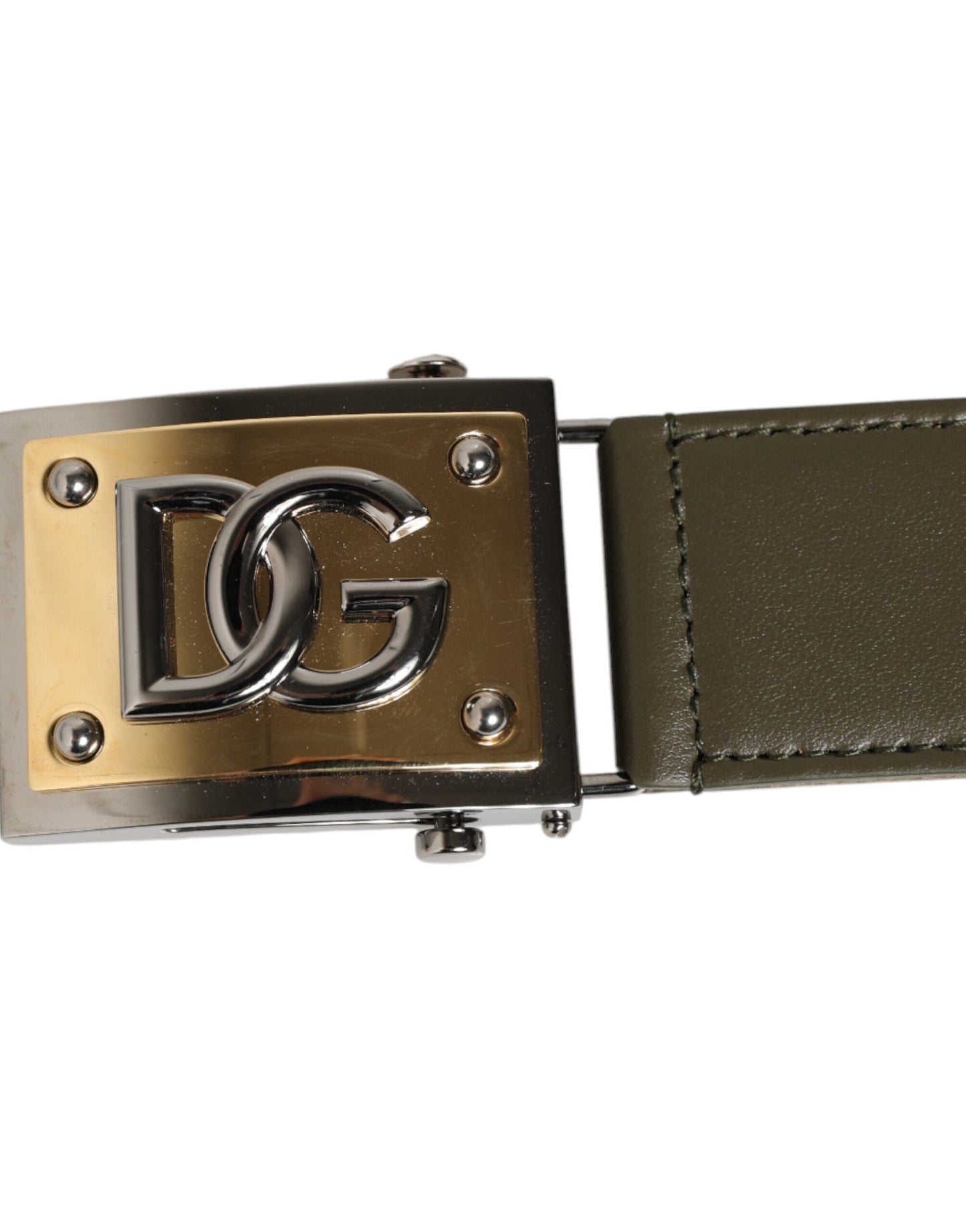 Dolce &amp; Gabbana Militärgrüner Nylongürtel mit Logo und Metallschnalle