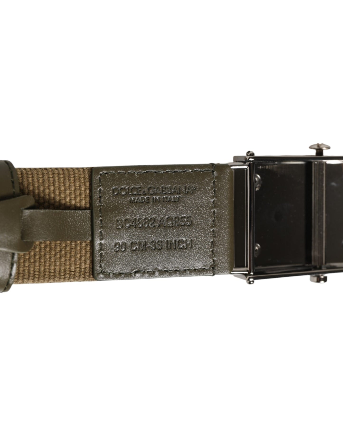 Dolce &amp; Gabbana Militärgrüner Nylongürtel mit Logo und Metallschnalle