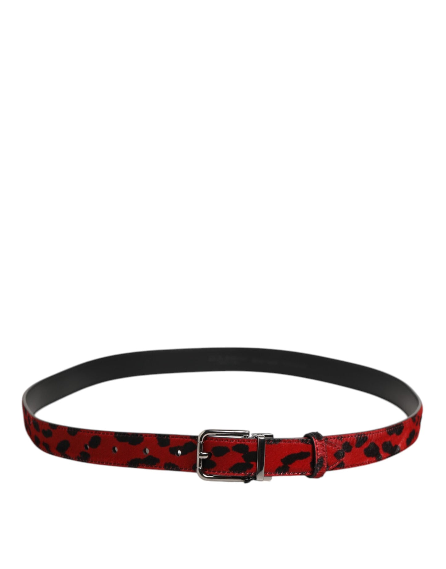 Dolce &amp; Gabbana Rot Schwarz Pony Leder Metall Schnalle Herren Gürtel
