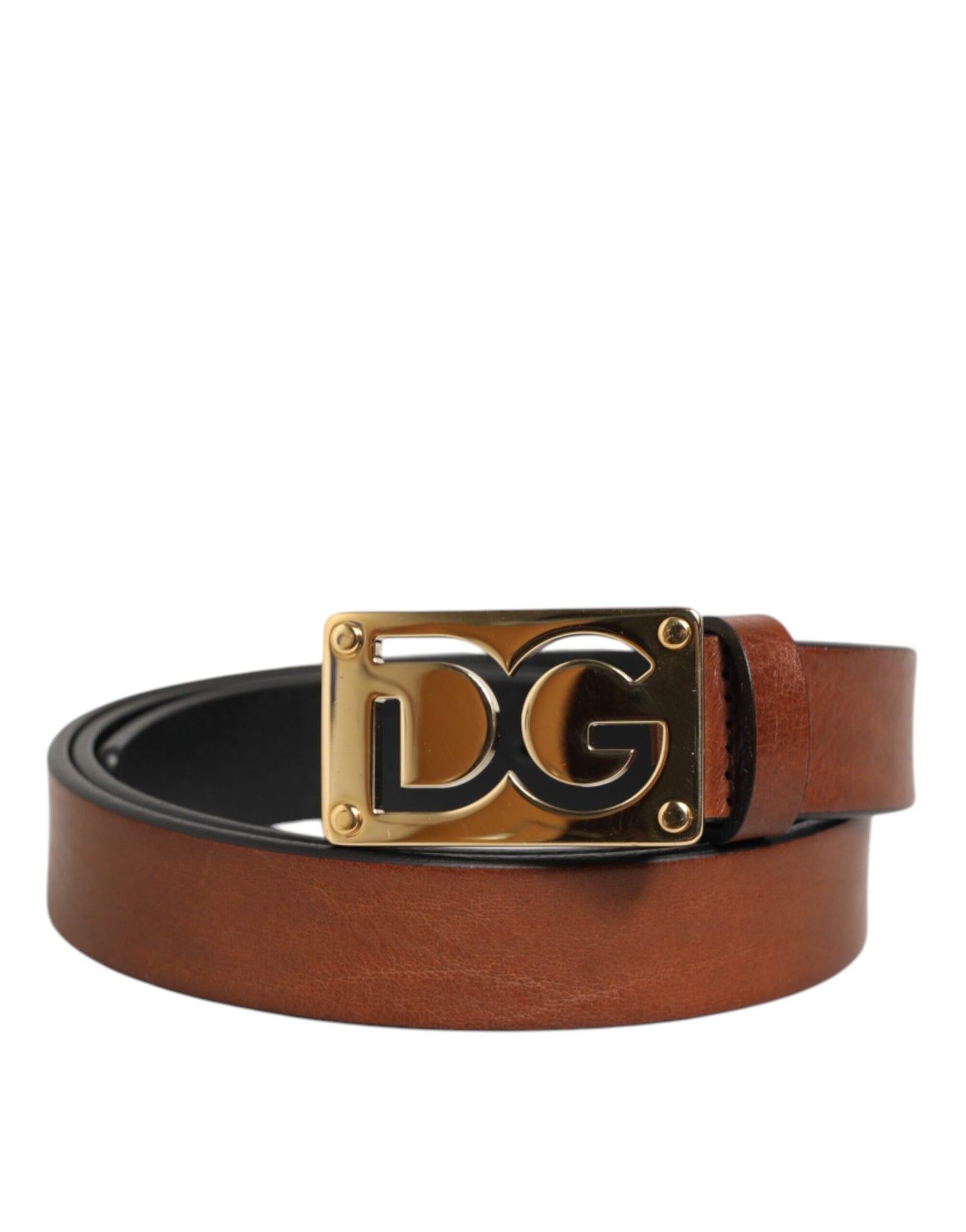 Dolce &amp; Gabbana Brauner Ledergürtel mit klassischer Metall-Logoschnalle