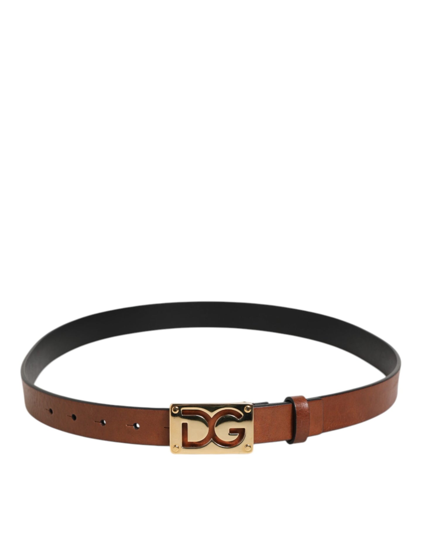 Dolce &amp; Gabbana Brauner Ledergürtel mit klassischer Metall-Logoschnalle