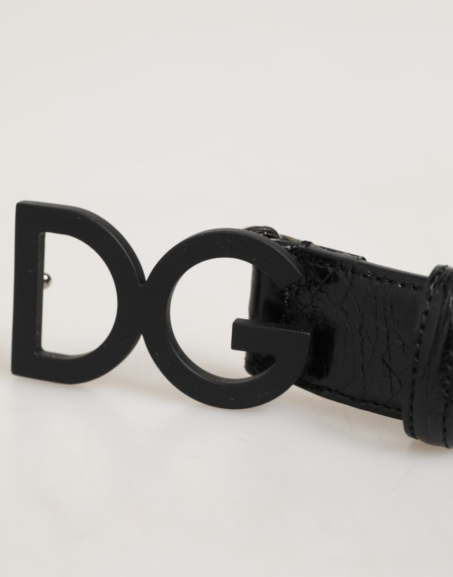 Dolce &amp; Gabbana – Schwarzer Gürtel aus exotischem Leder mit Metall-Logoschnalle
