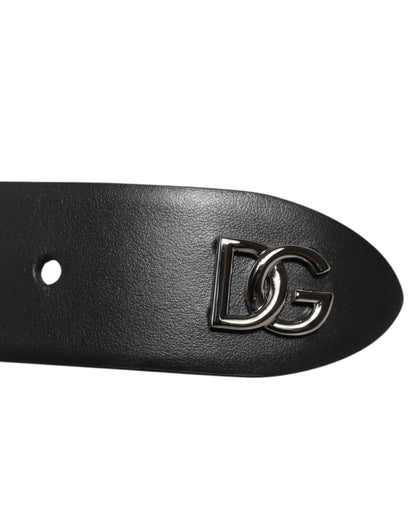Dolce &amp; Gabbana – Schwarzer Gürtel aus Kalbsleder mit silberner Nietenschnalle