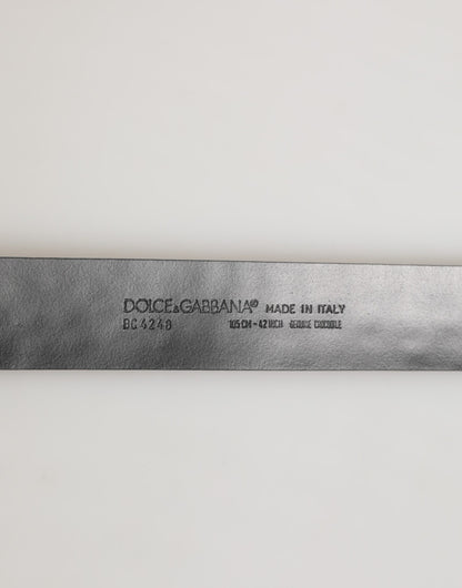 Dolce &amp; Gabbana – Schwarzer Gürtel aus exotischem Leder mit DG-Logoschnalle