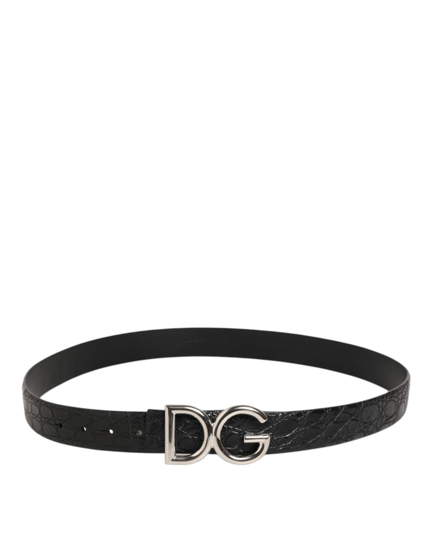 Dolce &amp; Gabbana – Schwarzer Gürtel aus exotischem Leder mit DG-Logoschnalle