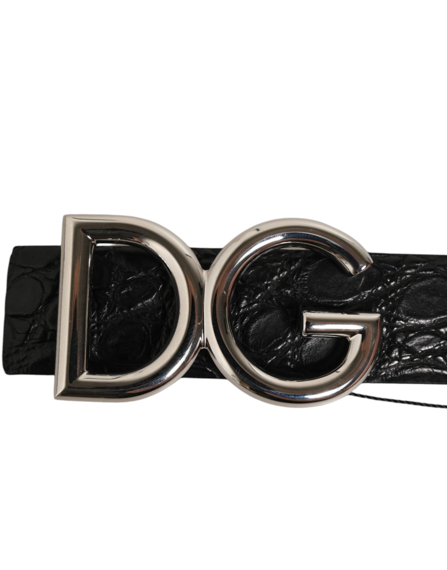 Dolce &amp; Gabbana – Schwarzer Gürtel aus exotischem Leder mit DG-Logoschnalle
