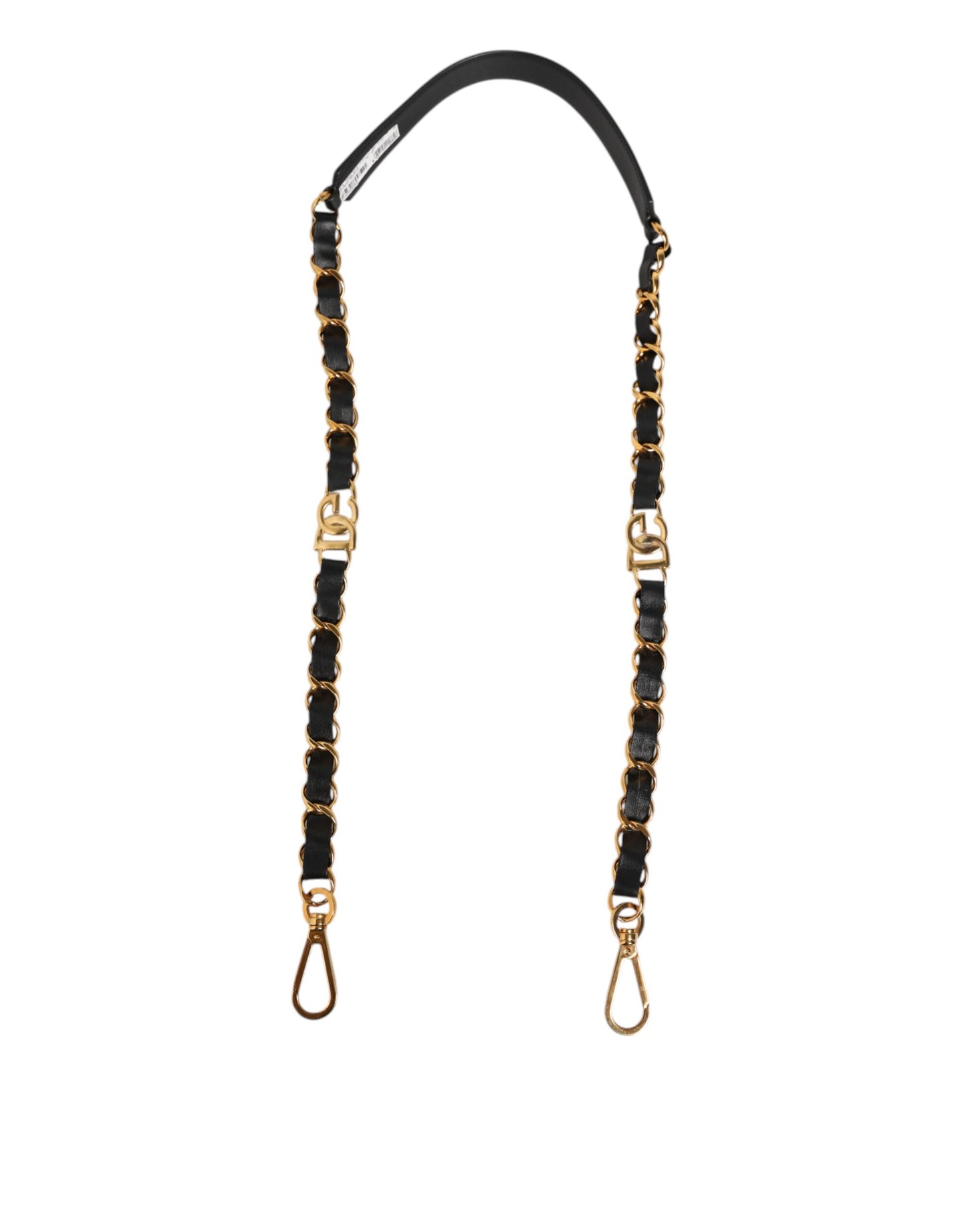 Dolce &amp; Gabbana Schwarzes Leder Gold Kette Tasche Zubehör Schultergurt