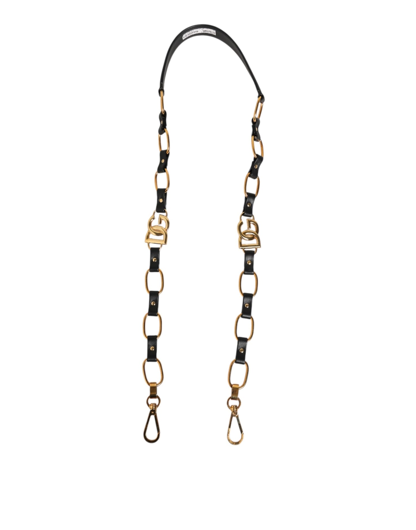 Dolce &amp; Gabbana Schwarzes Leder Gold Kette Tasche Zubehör Schultergurt