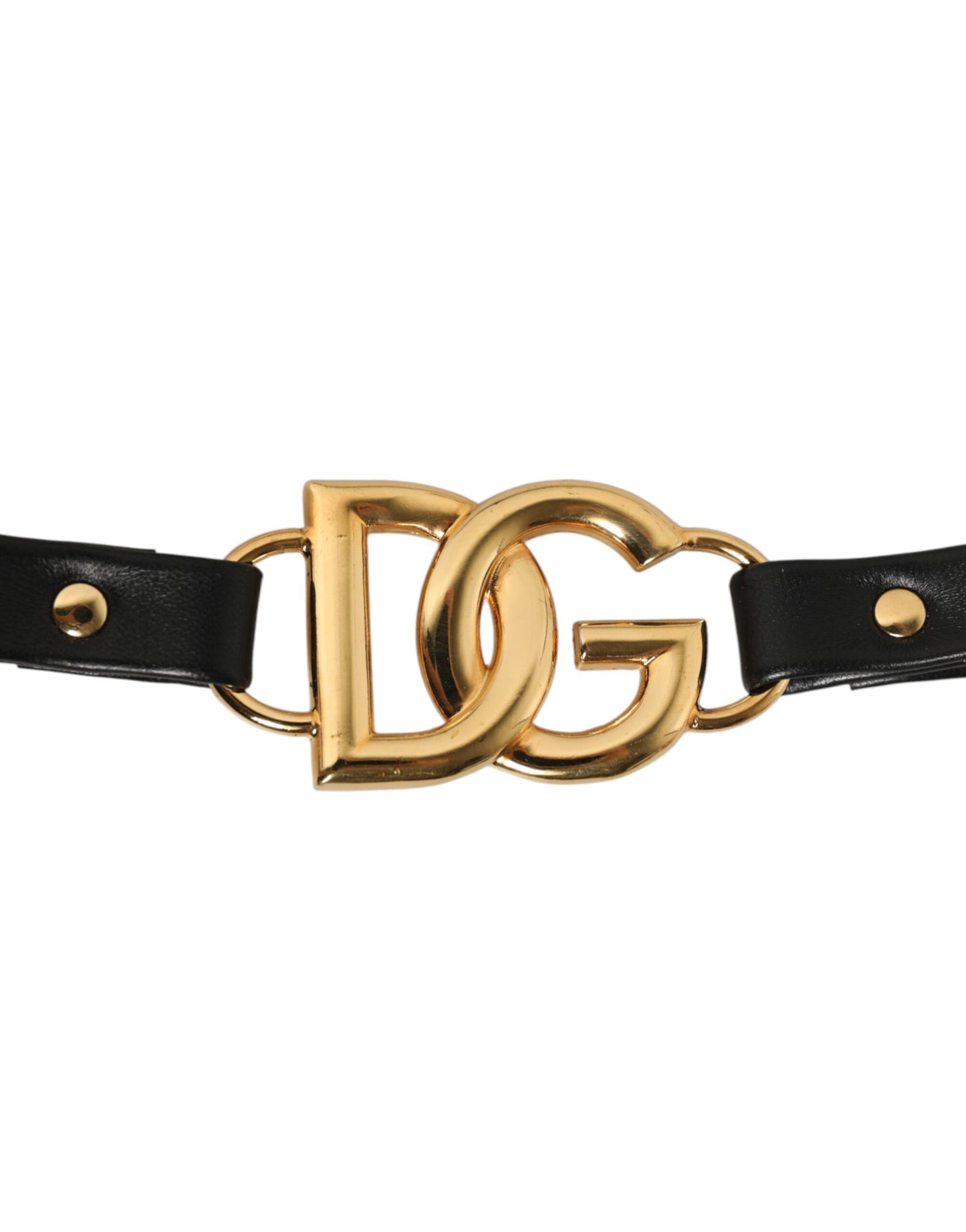 Dolce &amp; Gabbana Schwarzes Leder Gold Kette Tasche Zubehör Schultergurt
