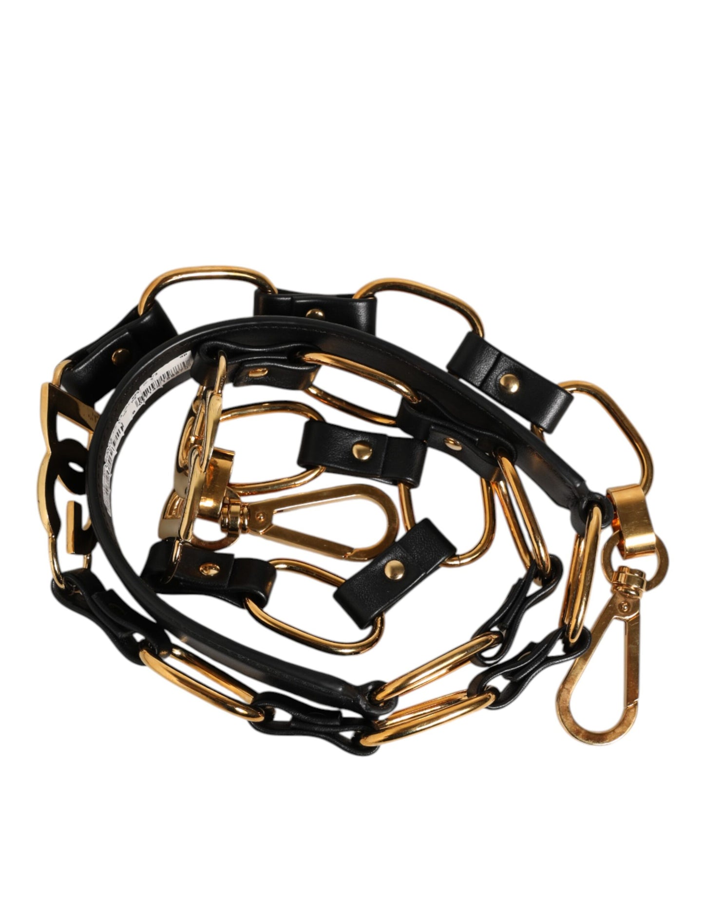 Dolce &amp; Gabbana Schwarzes Leder Gold Kette Tasche Zubehör Schultergurt