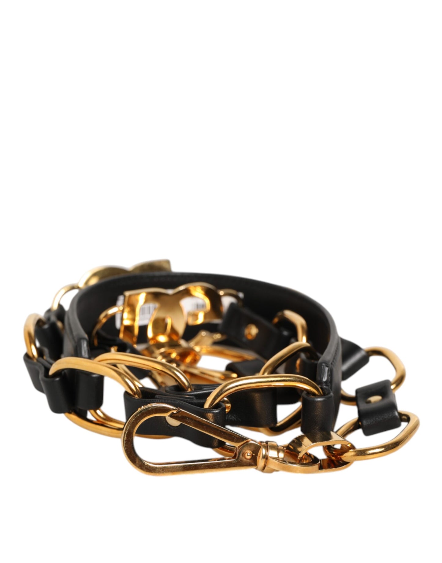 Dolce &amp; Gabbana Schwarzes Leder Gold Kette Tasche Zubehör Schultergurt