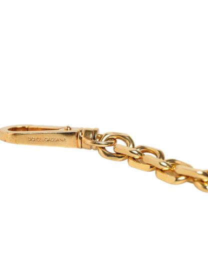 Dolce &amp; Gabbana Schwarzes Leder Gold Kette Tasche Zubehör Schultergurt