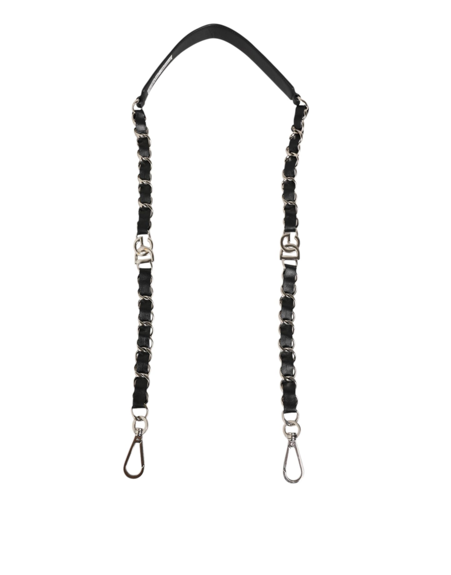 Dolce &amp; Gabbana Schwarzes Leder Silber Kette Tasche Zubehör Schultergurt