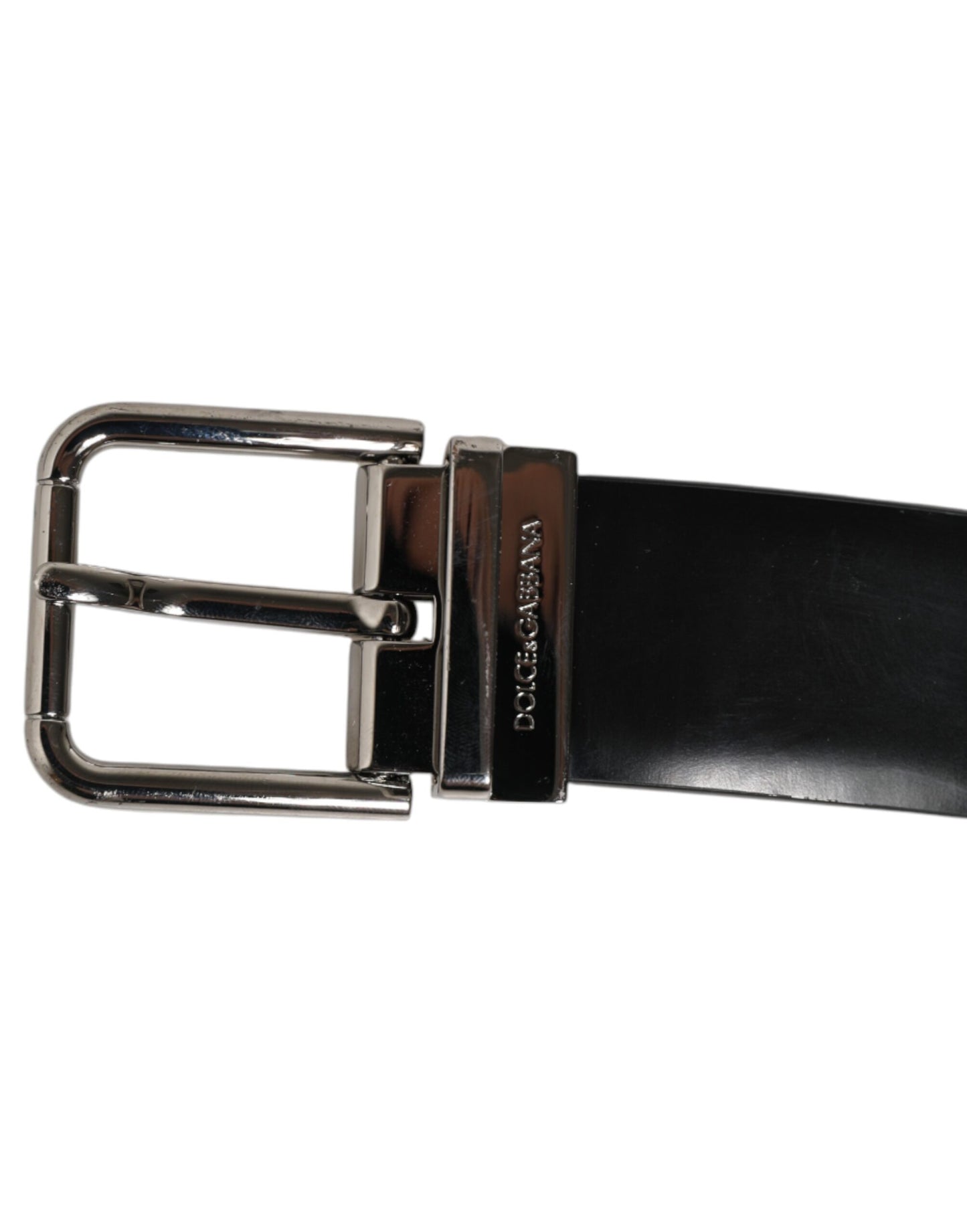 Dolce &amp; Gabbana Herrengürtel aus schwarzem Leder mit klassischer Metallschnalle