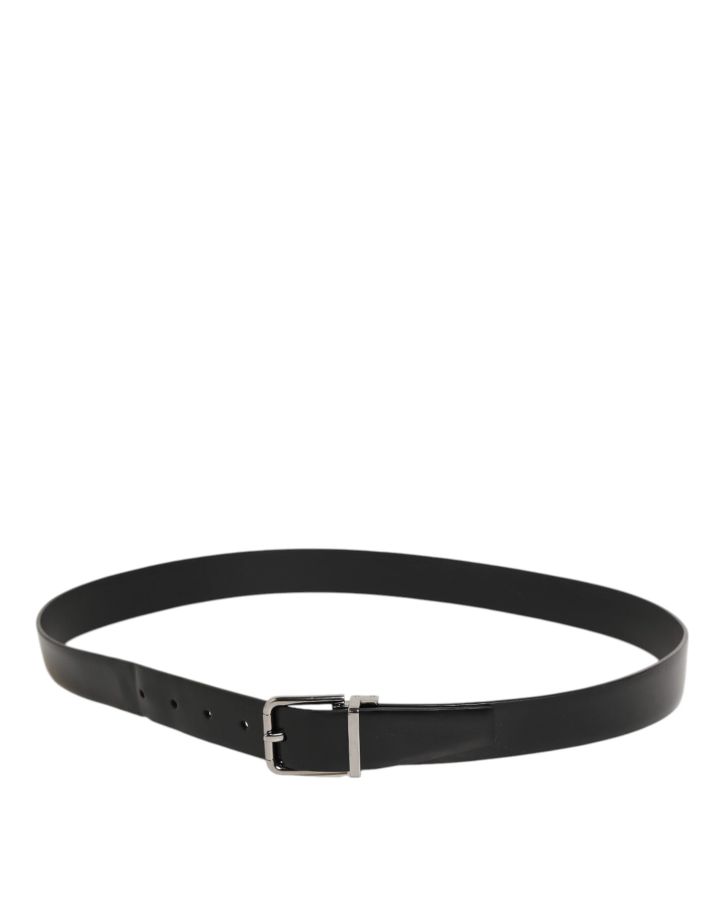 Dolce &amp; Gabbana Herrengürtel aus schwarzem Leder mit klassischer Metallschnalle