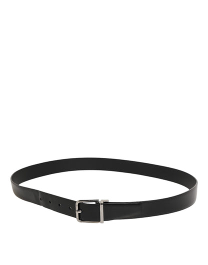 Dolce &amp; Gabbana Herrengürtel aus schwarzem Leder mit klassischer Metallschnalle